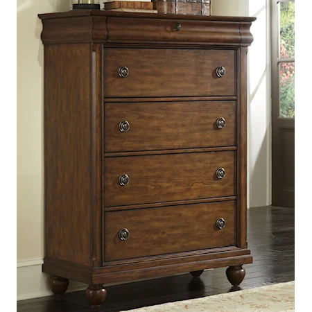 Five-Drawer Chest with Antique Brass Hardware